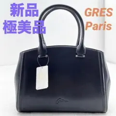 新品 極美品GRES グレ ハンドバッグ 黒 レザー 多機能 収納多い 牛革