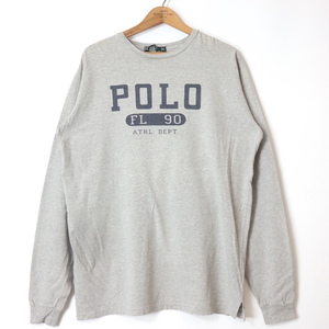 Polo by Ralph Lauren■アスレチックプリントロングスリーブTシャツ グレー/XL USA製 ラルフローレン