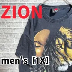 F2617【ZION】ボブマーリービッグプリント半袖Tシャツ【1X】ブラック