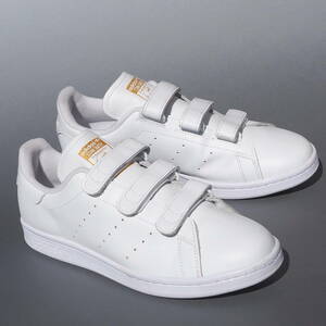 美品!! US 9 / 27cm 限定 2020年 adidas スタンスミス ベルクロ 白ｘ金 STANSMITH CF STAN SMITH 天然皮革