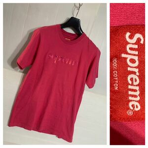 Supreme シュプリーム　デカロゴ刺繍　大　ショッキングピンク　ホットピンク　紫　半袖　Tシャツ　S シュープリーム