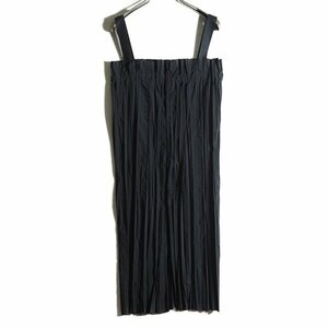 W7262f63　▼ELIN エリン▼　新品　pleated zip tunic ポリエステル プリーツチュニック ブラック 38 / ショルダー ワンピース 黒 春夏