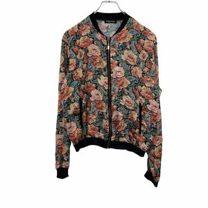 only star ブルゾン キッズ L ピンク グリーン ジップアップ 総柄 花柄 薄手 ジャケット JACKET 古着卸 アメリカ仕入 t2201-3408