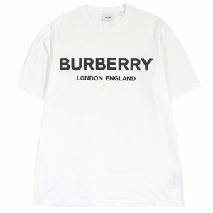 極美品□BURBERRY バーバリー 8026017 コットン100％ ロゴプリント ショートスリーブ カットソー 半袖Ｔシャツ ホワイト S 正規品 メンズ