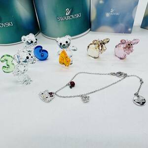 6点まとめ出品 SWAROVSKI スワロフスキー オブジェ アクセサリー Hello Kitty ハローキティ ブレスレット クリスタル 希少 1円出品 9355