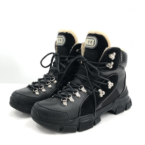 【中古】GUCCI Flashtrek Shearing Lined Hiker サイズ6 1/2 ブラック グッチ ブーツ [240017616186]