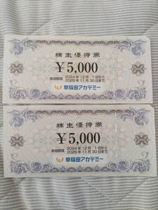 【送料無料】早稲田アカデミー　株主優待券　5000円 × 2枚 ＝ 10,000円分　有効期限：2025年11月30日迄