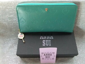 新品未使用■アナスイ/ANNA SUI■スイハート 牛革ラウンド長財布 スカイブルー