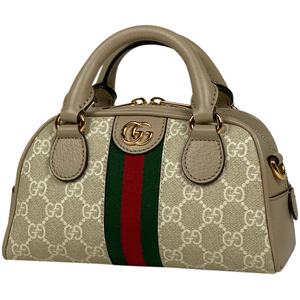 グッチ GUCCI オフィディア GG ハンドバッグ 2WAY ショルダーバッグ シェリーライン GGスプリーム ベージュ 724606 レディース 【中古】