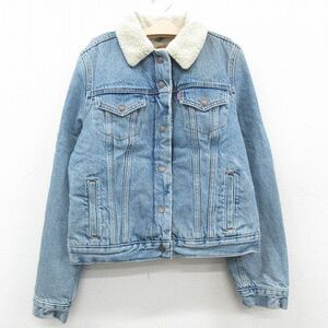 古着 リーバイス Levis 長袖 デニム ボア ジャケット ジージャン キッズ ボーイズ 子供服 コットン 薄紺 ネイビー 23oct27