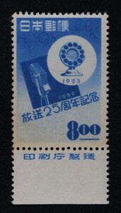 ☆コレクターの出品 印刷庁銘板付『放送２５周年記念』８円 14-62