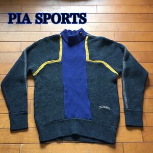 ★【 PIA SPORTS 】★ ハイネック ワンボタン スキーセーター★サイズM程度★i-635