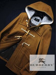 s15 別格!!! 都会的ラグジュアリー　定価12万●BURBERRY BLACK LABEL●メルトンウールダッフルコート バーバリーコート メンズ M 超美品