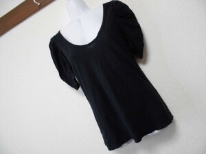 assk6-1421☆　■■ZARA/ザラ■■　半袖Tシャツ　トップス　丸首　半袖カットソー　無地　ブラック　Mサイズ　