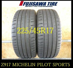 【Z917】K2410294 送料無料◆2022年製造 約7部山◆MICHELIN PILOT SPORT5◆215/50R17◆2本