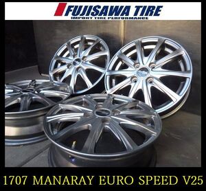 【1707】T7011194◆MANARAY EURO SPEED V25◆14x4.5J 4穴 PCD100 +45◆4本 N-BOX タント デイズなど