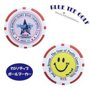 ★4:送料無料RD【スター（ピンク）・ビッグスマイル】ブルーティーゴルフ 【 レッド：カジノチップ　ボールマーカー】BLUE TEE GOLF 