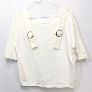 【送料360円】1円スタート★Espeyrac エスペラック 半袖Tシャツ レディース 女性用 無地 ベルト トップス 白 ホワイト カットソー K-2604