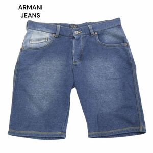 ARMANI JEANS アルマーニ ジーンズ 春夏 インディゴ★ スウェット デニム スリム ショート パンツ Sz.30　メンズ　I4B01065_6#P