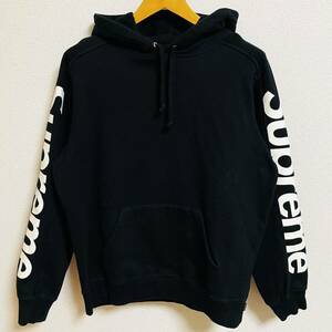 Supreme Sideline Hooded Sweatshirt Black White S 18ss 2018年 黒 ブラック ホワイト サイドライン サイドロゴ スウェット ボックスロゴ