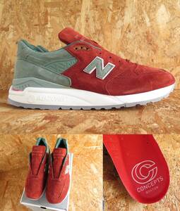 新品本物 USA製 別注モデル ニューバランス M998BMG US12 30cm オールスエード コラボ CONCEPTS NEW BALANCE M991 M992 M1400 M1300 BOSTON