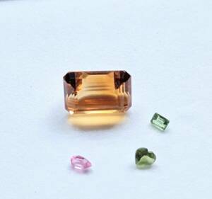 大粒系で高品質シトリンとトルマリン ファセットカットルースセット 10.5ct 天然石！未使用在庫 宝飾用☆　5　まとめてたくさん処分中