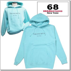 シックスティエイトアンドブラザーズ/68&BROTHERS L/S 10oz Hoodie "NYC＆Co." 7045-Aqua-M スウエットパーカー