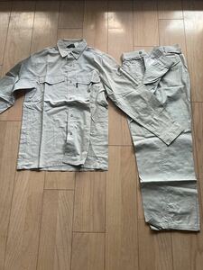 男性用作業服Mサイズ☆若草色160-170cm長袖シャツ &パンツ セット