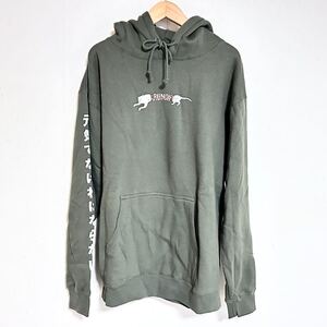 6-43 未使用 RIPNDIP リップンディップ 元気でなければならない ZIPPERFACE プリント プルオーバー パーカー カーキ L ストリート スケート