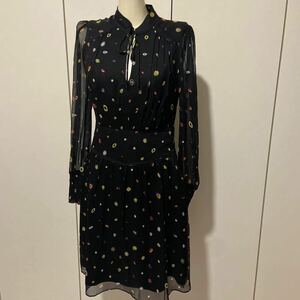 DIANE VON FURSTENBERG美品シフォンシースルー長袖ワンピース