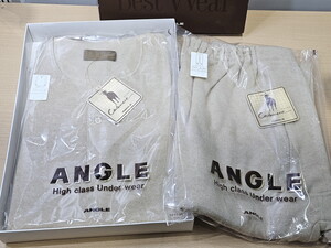 K075-8 ANGLE/アングル　紳士用　カシミヤ入　釦付シャツ　ズボン下　Lサイズ上下セット★肌着　あったか　防寒　【未使用品】