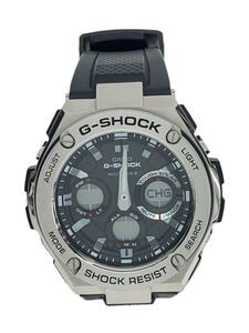 CASIO◆ソーラー腕時計・G-SHOCK/デジアナ/SLV/BLK