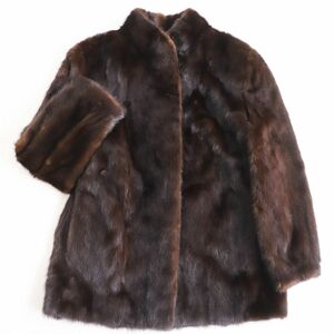 極美品●MINK ミンク 本毛皮ショートコート ジャケット ブラウン 13号 毛質艶やか・柔らか◎