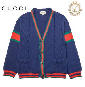 【返品可】GUCCI【グッチ】100周年記念 シェリーライン カーディガン ジャケットトップス S ネイビー ブランド アパレル 中古 中古品-非常