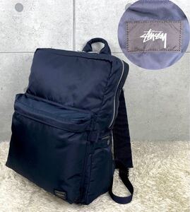 [激レア]極美品 PORTER ポーター STUSSY ステューシー TANKER タンカー メンズ リュック デイパック ビジネスバッグ A4+PC可 吉田カバン 紺