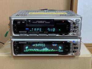 状態良好□ケンウッド製1DIN+1DIN CD/カセットデッキ R505/D505 動作確認済 ベルト新品