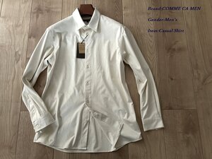 新品訳有り COMME CA MEN コムサメン 両面ブラッシュジャージー レギュラーカラーシャツ 02ホワイト Sサイズ 19II08 定価22,000円