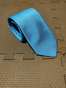 タグ付き 未使用 ブリューワー サックス ブルー 織柄 無地 ネクタイ イタリア製 BREUER Saxe Blue Solid Tie 就活 成人式 結婚式 二次会