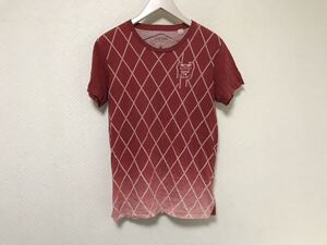 本物ディーゼルDIESELコットンプリントグラデーションTシャツメンズビジネススーツアメカジサーフ赤レッドM