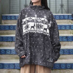 USA VINTAGE ATTRACTION REINDEER DESIGN FLEECE ZIP UP JACKET/アメリカ古着トナカイデザインフリースジップアップジャケット