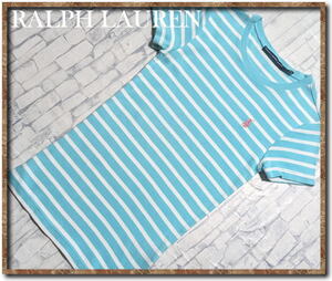 ☆RALPH LAUREN SPORT　ラルフローレン　刺繍入りボーダーカットソー　水色×白☆