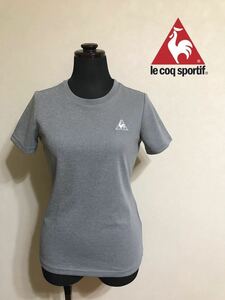 【美品】 le coq sportif ルコック レディース クルーネック Tシャツ トレーニングウェア トップス サイズS 半袖 グレー 日本製 QMWLJA30ZZ