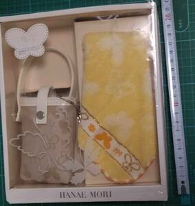 ハナエモリ ケイタイケース セット タオル ハンカチ 携帯ケース HANAE MORI phone case pouch bag handkerchief face towel 　