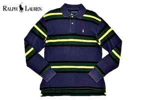 S2304★RALPH LAUREN ラルフローレン★正規品 長袖 鹿の子 ボーダーポロシャツ Ｍ