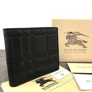 送料込み！ 美品 BURBERRY 札入れ ブラック レザー バーバリーチェック 346