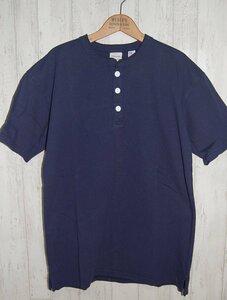 送料無料 即決！ Goodwear グッドウェア USAコットン ヘビーウェイト ヘンリーネックTシャツ NAVY XL