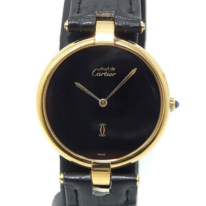 【カルティエ】マスト ヴァンドーム LM 美品 ブラック QZ メンズ 時計 Cartier