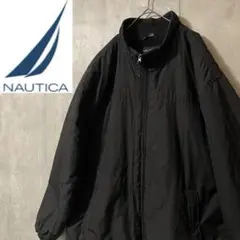 NAUTICAノーティカダウンジャケットジップアップブルゾン黒ブラック刺繍ロゴ