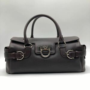 (B11) 美品 Salvatore Ferragamo サルヴァトーレフェラガモ ハンドバッグ ダークブラウン ガンチーニ レザー　AQ-21 5355