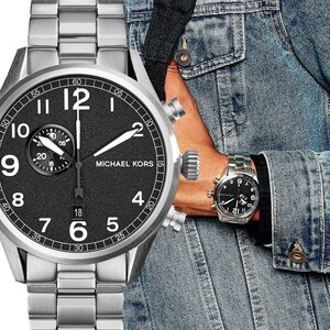 ☆MICHAEL KORS[マイケルコース] mk7066 Hangar Silver Tone メンズ ステンレス クロノグラフ腕時計